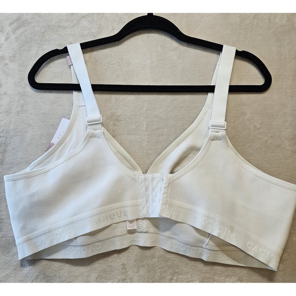 Cacique Plus Size 46D Cotton Lounge Bra Wireless Unlined White New - Picture 2 of 15